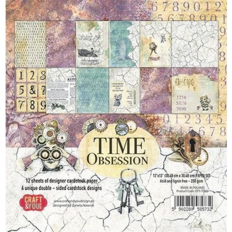 Papírkészlet 12" (30 cm), Time Obsessio / Craft&You Paper Set (12 lap)