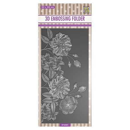 Domborító mappa , Slim-line Flowers wild roses / NC 3D Embossing Folders (1 db)
