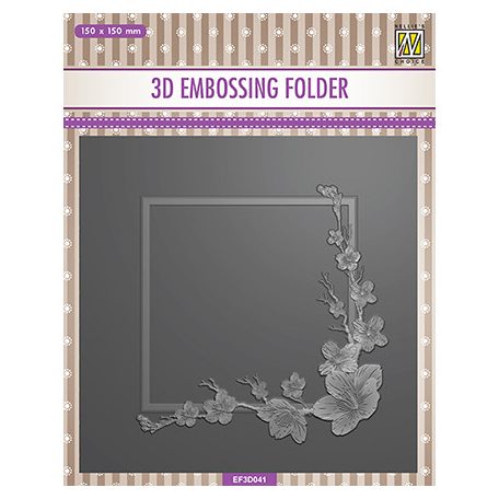 Domborító mappa , Square frame Blossom / NC 3D Embossing Folders (1 db)