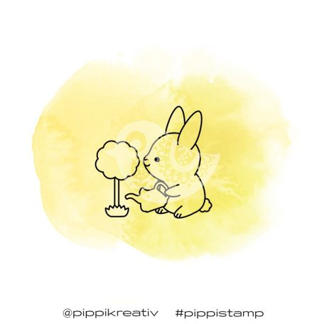 Gumibélyegző , Bunny with tree / PIPPI Rubber Stamp (1 db)