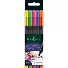   Faber-Castell Finepen Grip tűfilc , 0,4 mm Neon/ Faber Castell Fineliner Grip (4 db)
