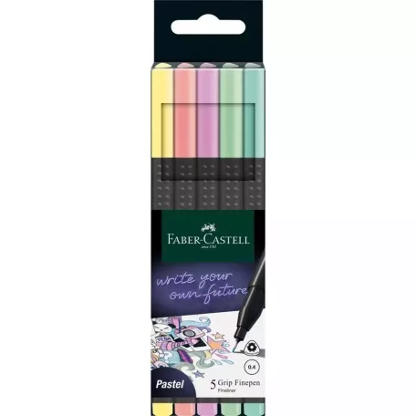 Faber-Castell Finepen Grip tűfilc , 0,4 mm Pastel/ Faber Castell Fineliner Grip (4 db)