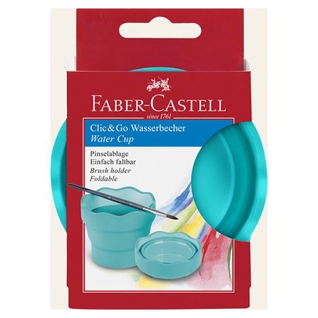 Faber-Castell Clic & Go ecsettál - összecsukható ,  Turquoise/ Faber Castell Watercup (1 db)
