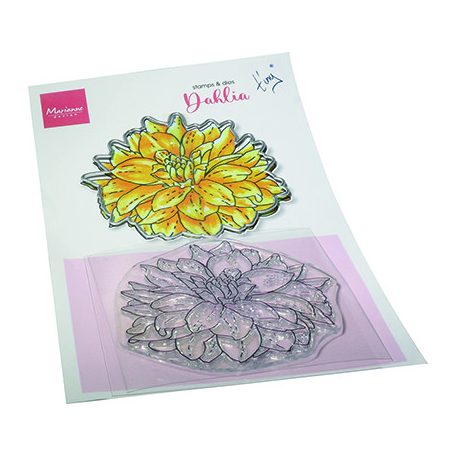 Vágósablon bélyegzővel , Tiny's Flowers - Dahlia / Marianne Design Stamps & dies (1 db)