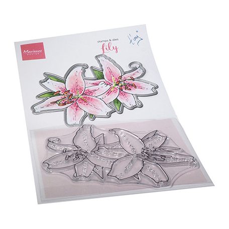 Vágósablon bélyegzővel , Tiny's Flowers - Lily / Marianne Design Stamps & dies (1 db)