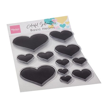 Szilikonbélyegző , Colorful Silhouette - Basic Hearts / Marianne Design Clear Stamps (1 db)
