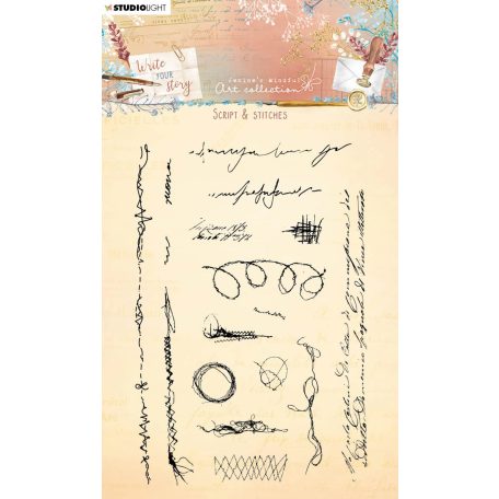 Szilikonbélyegző , Script & stitches Write Your Story nr.211 / SL Clear Stamp (1 csomag)