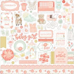   Matrica 12" (30 cm), It's A Girl Elements/ Echo Park Cardstock Stickers (1 csomag)