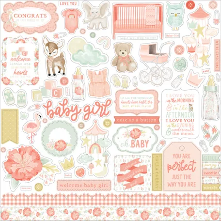 Matrica 12" (30 cm), It's A Girl Elements/ Echo Park Cardstock Stickers (1 csomag)