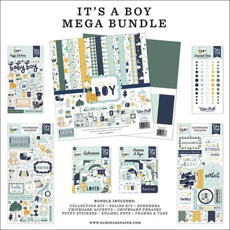 Papírkészlet 12" (30 cm), It's A Boy / Echo Park Mega Bundle (1 csomag)