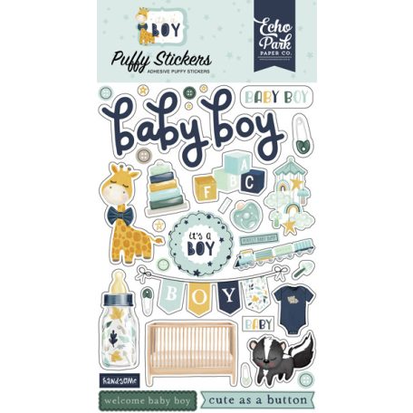 Pufi matrica, It's A Boy / Echo Park Puffy Stickers (1 csomag)