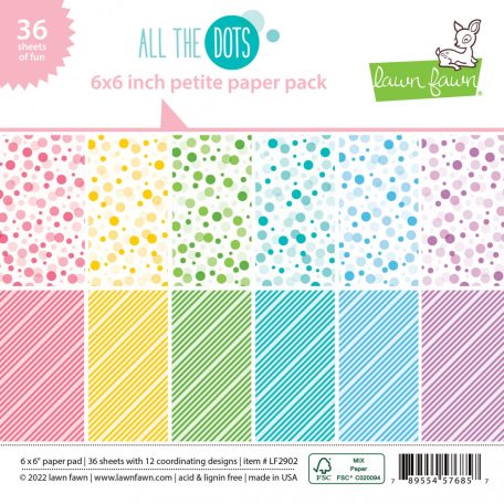 Papírkészlet 6" (15 cm), All The Dots / Lawn Fawn Single-Sided Petite Paper Pack (36 lap)