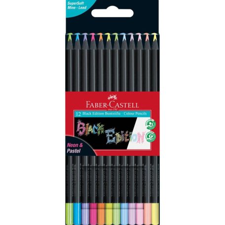 Faber-Castell színes ceruza , Neon & Pastel Black Edition/ Faber Castell Colored Pencil (12 db)