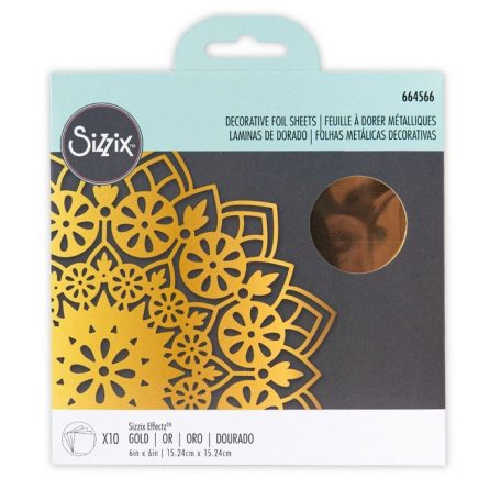 Fólia lapok - arany 6" (15 cm), Gold / Sizzix Effectz Decorative foil sheets (10 ív)