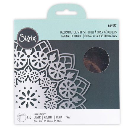 Fólia lapok - ezüst 6" (15 cm), Silver / Sizzix Effectz Decorative foil sheets (10 ív)