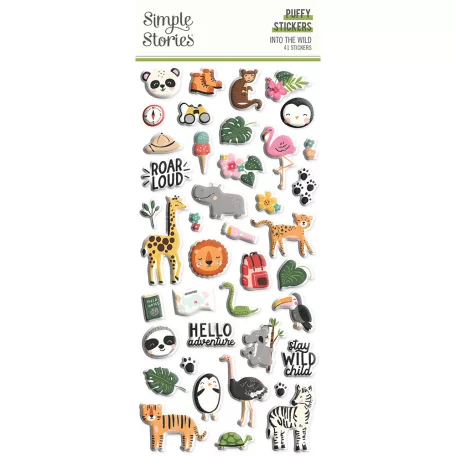 Matrica , Puffy Stickers / Simple Stories Into the Wild (1 ív)