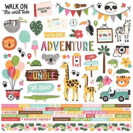 Matrica 12" (30 cm), Cardstock Stickers / Simple Stories Into the Wild (1 ív)