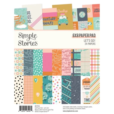 Papírkészlet 6"x8", Paper Pad / Simple Stories Let's Go! (24 lap)