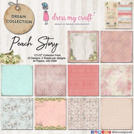 Papírkészlet 12" (30 cm), Peach Story / Dress My Craft Paper Pad (20 lap)