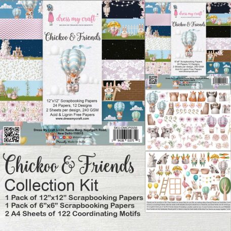 Papírkészlet 12" (30 cm), Chickoo & Friends / Dress My Craft Collection Kit (1 csomag)