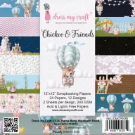   Papírkészlet 12" (30 cm), Chickoo & Friends / Dress My Craft Paper Pad (24 lap)