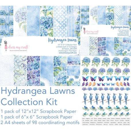 Papírkészlet 12" (30 cm), Hydrangea Lawns / Dress My Craft Collection Kit (1 csomag)