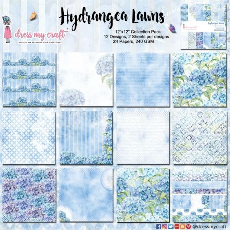 Papírkészlet 12" (30 cm), Hydrangea Lawns / Dress My Craft Paper Pad (24 lap)