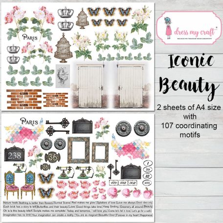 Kivágóív A4, Iconic Beauty / Dress My Craft Motif Sheet  (2 ív)