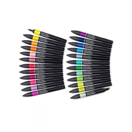 Promarker kétvégű alkoholos filc 24 szín + 1, STUDENT SET / Winsor & Newton Promarker (1 csomag)