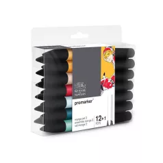   Promarker kétvégű alkoholos filc 12 szín + 1, MANGA SET 2 / Winsor & Newton Promarker (1 csomag)