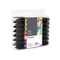   Promarker kétvégű alkoholos filc 12 szín + 1, MANGA SET 1 / Winsor & Newton Promarker (1 csomag)