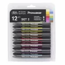Winsor & Newton Promarker kétvégű alkoholos filc készlet 12 szín + 1 blender - SET 2 (1 csomag)