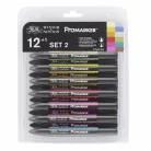 Winsor & Newton Promarker kétvégű alkoholos filc készlet 12 szín + 1 blender - SET 2 (1 csomag)