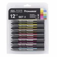   Winsor & Newton Promarker kétvégű alkoholos filc készlet 12 szín + 1 blender - SET 2 (1 csomag)