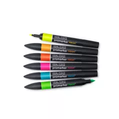   Promarker kétvégű alkoholos filc 6 szín, NEON / Winsor & Newton Promarker (1 csomag)