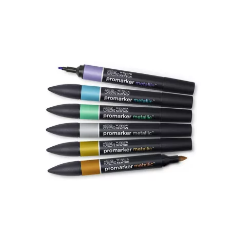 Promarker kétvégű filc 6 szín, METALLIC / Winsor & Newton Promarker (1 csomag)