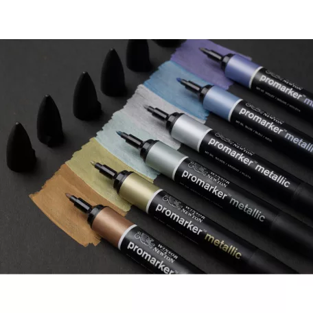 Promarker kétvégű filc 6 szín, METALLIC / Winsor & Newton Promarker (1 csomag)