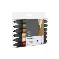   Promarker kétvégű alkoholos filc 6 szín, LANDSCAPE TONES 1 / Winsor & Newton Promarker (1 csomag)