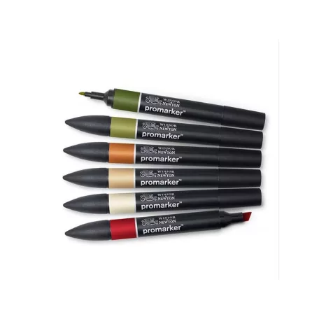 Promarker kétvégű alkoholos filc 6 szín, LANDSCAPE TONES 1 / Winsor & Newton Promarker (1 csomag)