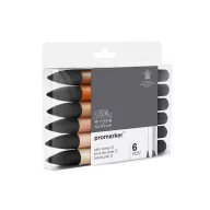   Promarker kétvégű alkoholos filc 6 szín, SKIN TONES 2 / Winsor & Newton Promarker (1 csomag)