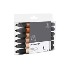   Promarker kétvégű alkoholos filc 6 szín, SKIN TONES 2 / Winsor & Newton Promarker (1 csomag)