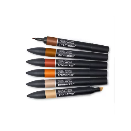 Promarker kétvégű alkoholos filc 6 szín, SKIN TONES 2 / Winsor & Newton Promarker (1 csomag)