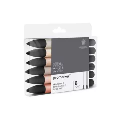   Promarker kétvégű alkoholos filc 6 szín, SKIN TONES / Winsor & Newton Promarker (1 csomag)