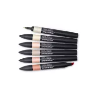   Promarker kétvégű alkoholos filc 6 szín, SKIN TONES / Winsor & Newton Promarker (1 csomag)