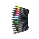 Promarker Brush kétvégű alkoholos ecsetfilc 12 szín, Vibrant Tones / Winsor & Newton Promarker Brush (1 csomag)