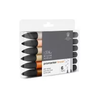   Promarker Brush kétvégű alkoholos ecsetfilc 6 szín, Skin Tones / Winsor & Newton Promarker Brush (1 csomag)