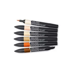  Promarker Brush kétvégű alkoholos ecsetfilc 6 szín, Skin Tones / Winsor & Newton Promarker Brush (1 csomag)
