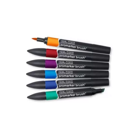 Promarker Brush kétvégű alkoholos ecsetfilc 6 szín, Rich Tones / Winsor & Newton Promarker Brush (1 csomag)