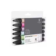   Promarker Brush kétvégű alkoholos ecsetfilc 6 szín, Pastel Tones / Winsor & Newton Promarker Brush (1 csomag)