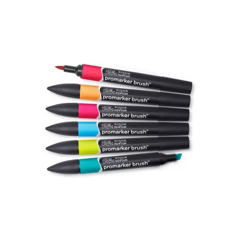 Promarker Brush kétvégű alkoholos ecsetfilc 6 szín, Mid Tones / Winsor & Newton Promarker Brush (1 csomag)